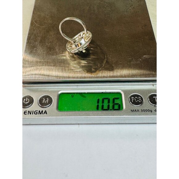 Sterling Silver 925 Cubic Zirconia Filigree Statement Finger Ring, Size 7, Estat - Picture 9 of 9